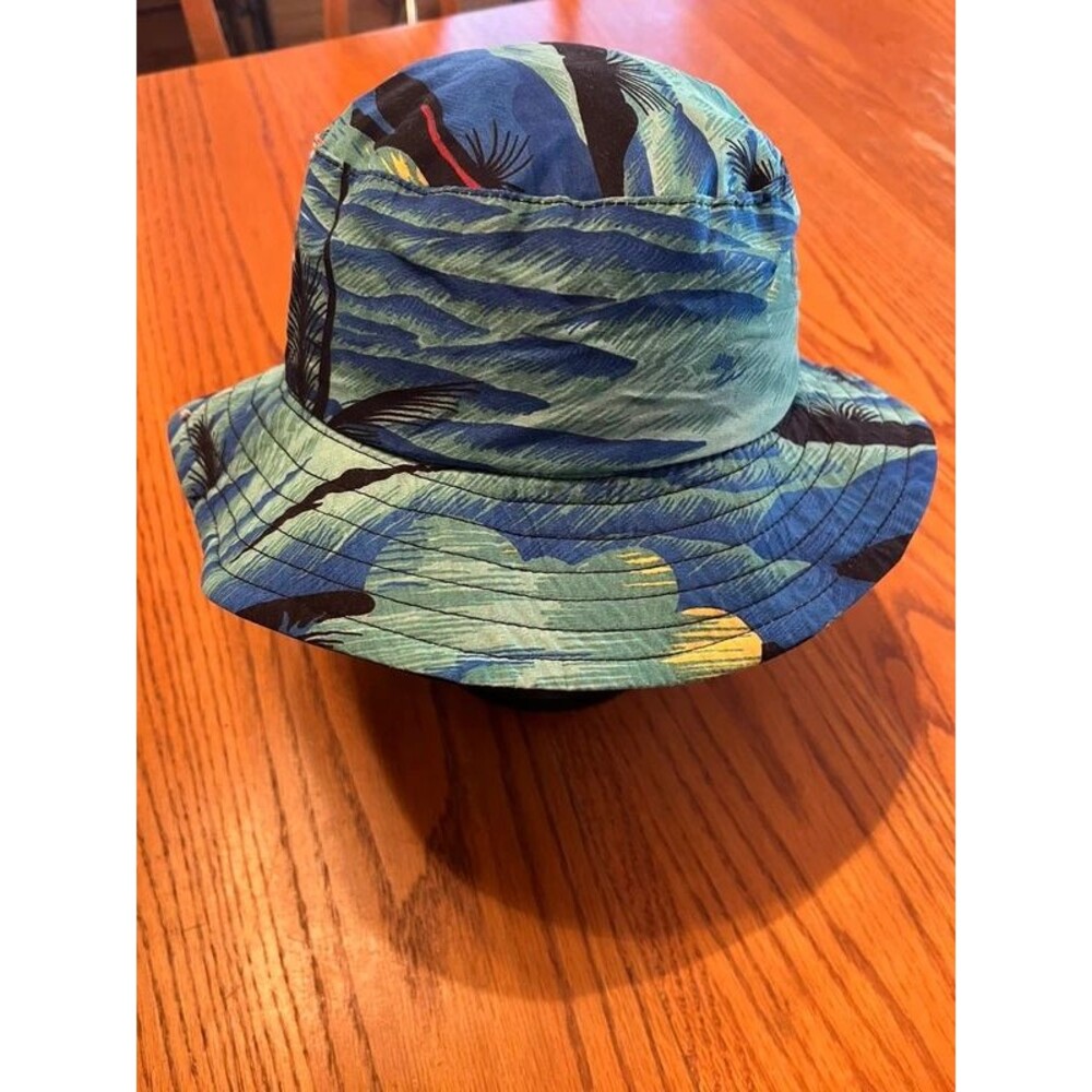 Kids Blue and Green Bucket Hat with Palm Tree design